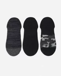 BILLABONG 3-Pack Camo No-Show Socks BLACK -Mens accessories Sales Store abyaa00171 billabongp blk bck1
