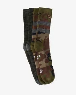 BILLABONG 2-Pack Camo Crew Socks BLACK -Mens accessories Sales Store abyaa00173 billabongp grn dtl1