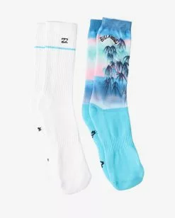 BILLABONG 2-Pack Tie-Dye Crew Socks BLUE